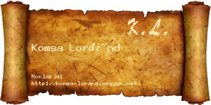 Komsa Loránd névjegykártya